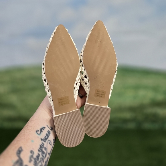 JOIE | BEHOLD ROUND BRAIDED VEGAN LEATHER POINTED TOE SLIP-IN MULE FLATS - Picture 12 of 14